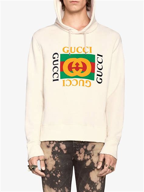 gucci logo-print hooded cotton sweatshirt|Gucci oversized logo hoodie.